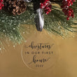 Load image into Gallery viewer, Elation Factory Co Custom First Home Christmas Ornament, Clear Acrylic Wedding Christmas Ornament, Engagement Gift, Modern Holiday Decor