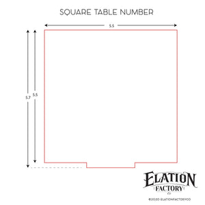 Elation Factory Co Weddings > Decorations > Serving & Dining > Table Décor > Table Numbers Custom Color - Square Table numbers with stand, clear acrylic wedding table number, Wedding Table Decor, Plexiglass Table Number