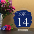 Load image into Gallery viewer, Elation Factory Co Weddings > Decorations > Serving & Dining > Table Décor > Table Numbers Custom Paint Brush Style Background - Round Table numbers with stand, clear acrylic wedding table number