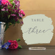 Load image into Gallery viewer, Elation Factory Co Weddings > Decorations > Serving & Dining > Table Décor > Table Numbers Custom Paint Brush Style Background - Square Table numbers with stand, clear acrylic wedding table number