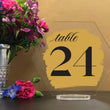 Load image into Gallery viewer, Elation Factory Co Weddings > Decorations > Serving & Dining > Table Décor > Table Numbers Hexagon Table Numbers Custom Paint Brush Style Background and stand