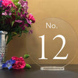 Load image into Gallery viewer, Elation Factory Co Weddings > Decorations > Serving & Dining > Table Décor > Table Numbers Round Table numbers with stand, clear acrylic wedding table number, Wedding Table Decor, Plexiglass Table Number, Modern Weddings