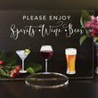 Load image into Gallery viewer, Elation Factory Co Weddings > Decorations > Signs Please Enjoy Wine, Beer and Spirits - Open Bar Sign - Open Bar for Wedding, Bar Menu Sign, Wedding Open Bar - Wine - Beer Acrylic Wedding Sign