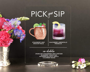 Elation Factory Co Weddings > Decorations > Signs > Wedding and Event Drink Signs Pick Your Sip! Signature Drinks, Bar Menu Sign and Cocktail Bar Sign for wedding and special events.