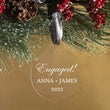 Load image into Gallery viewer, Elation Factory Co White / No Box Custom Engagement Christmas Ornament, Clear Acrylic Wedding Christmas Ornament, Engagement Gift, Modern Holiday Decor