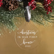 Load image into Gallery viewer, Elation Factory Co Custom First Home Christmas Ornament, Clear Acrylic Wedding Christmas Ornament, Engagement Gift, Modern Holiday Decor