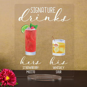 Bar Menu Signature Drinks! -Hers and His - Bar Menu Sign, Bar Sign for wedding and special events.