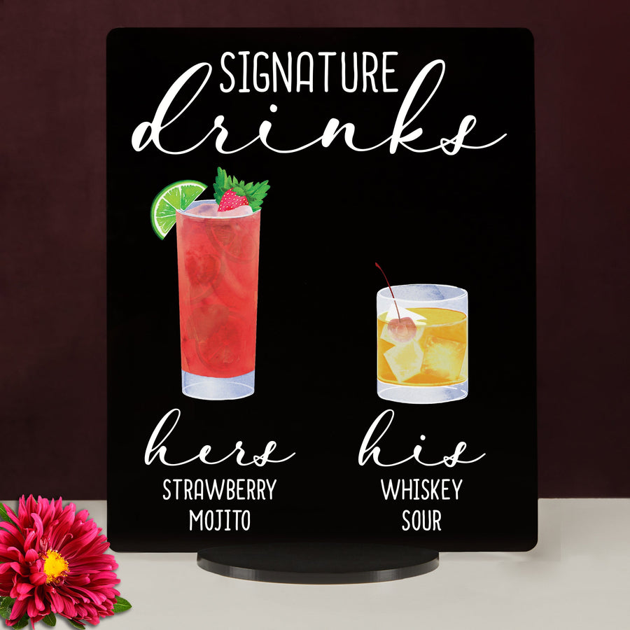 Bar Menu Signature Drinks! -Hers and His - Bar Menu Sign, Bar Sign for wedding and special events.