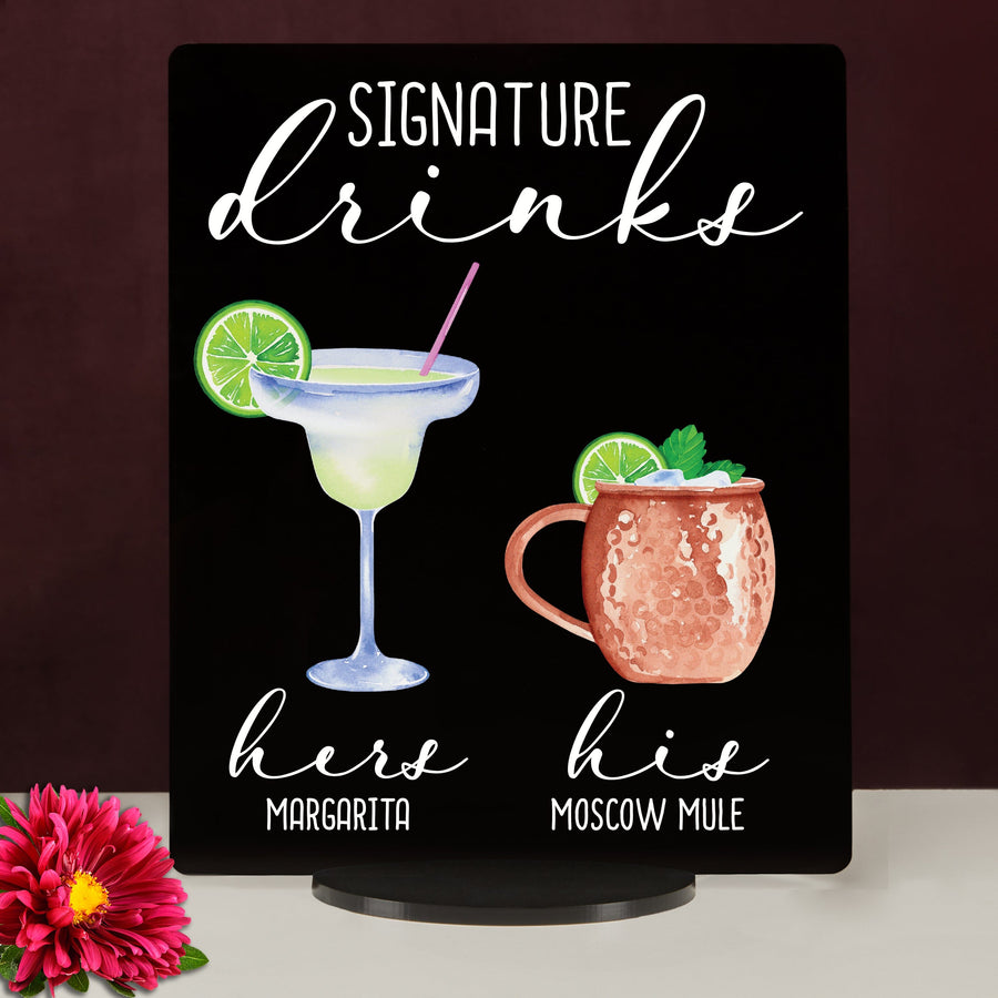 Bar Menu Signature Drinks! -Hers and His - Bar Menu Sign, Bar Sign for wedding and special events.