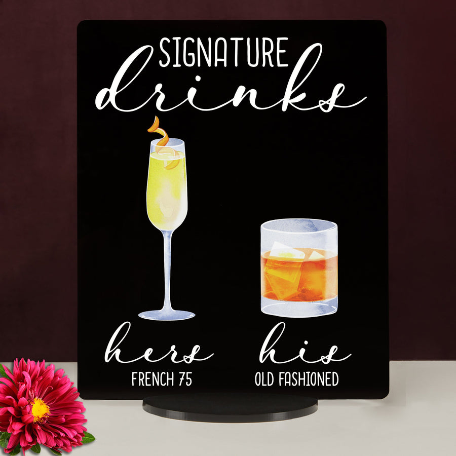 Bar Menu Signature Drinks! -Hers and His - Bar Menu Sign, Bar Sign for wedding and special events.