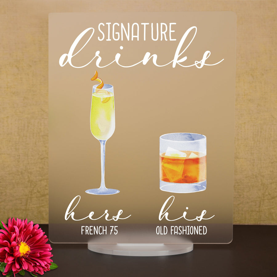 Bar Menu Signature Drinks! -Hers and His - Bar Menu Sign, Bar Sign for wedding and special events.