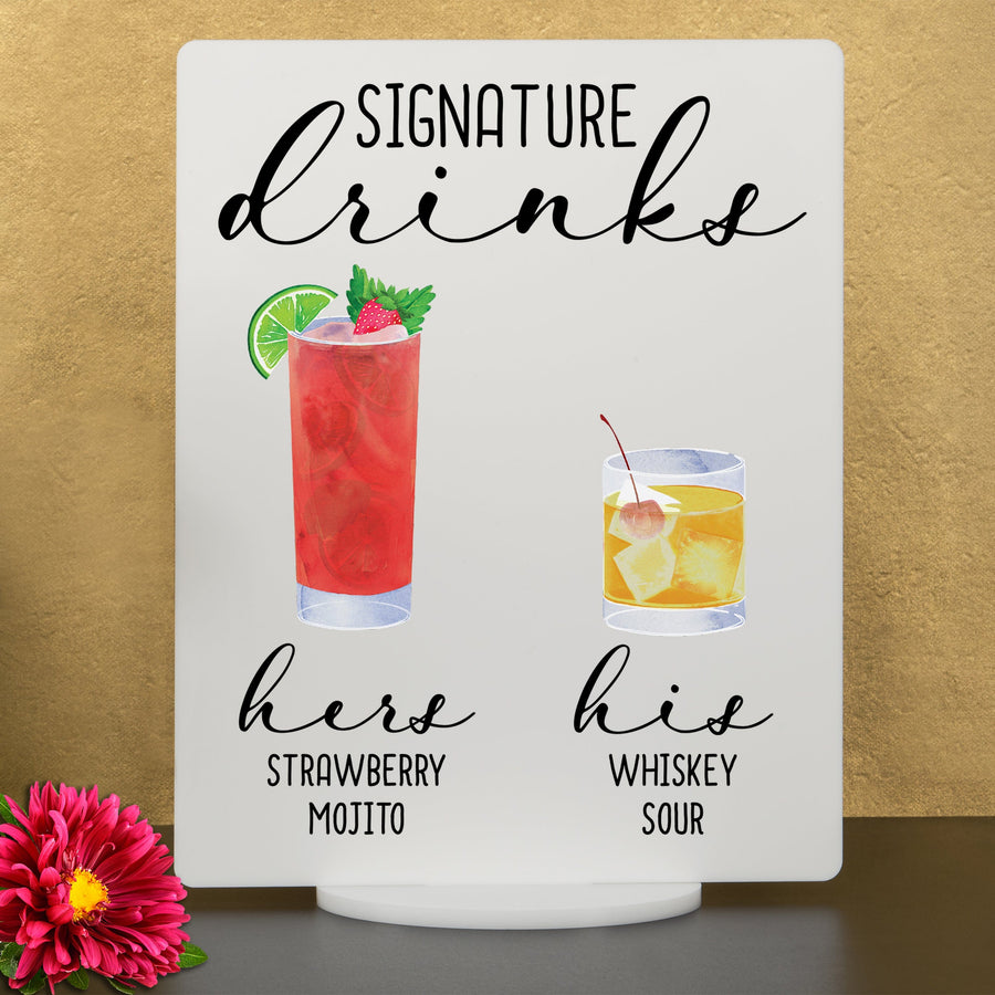 Bar Menu Signature Drinks! -Hers and His - Bar Menu Sign, Bar Sign for wedding and special events.