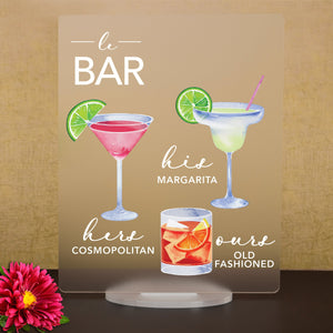 Elation Factory Co Weddings > Decorations > Signs > Wedding and Event Drink Signs Bar Menu Signature Drinks! - Ours, Hers, and His - Bar Menu Sign, Bar Sign for wedding and special events.