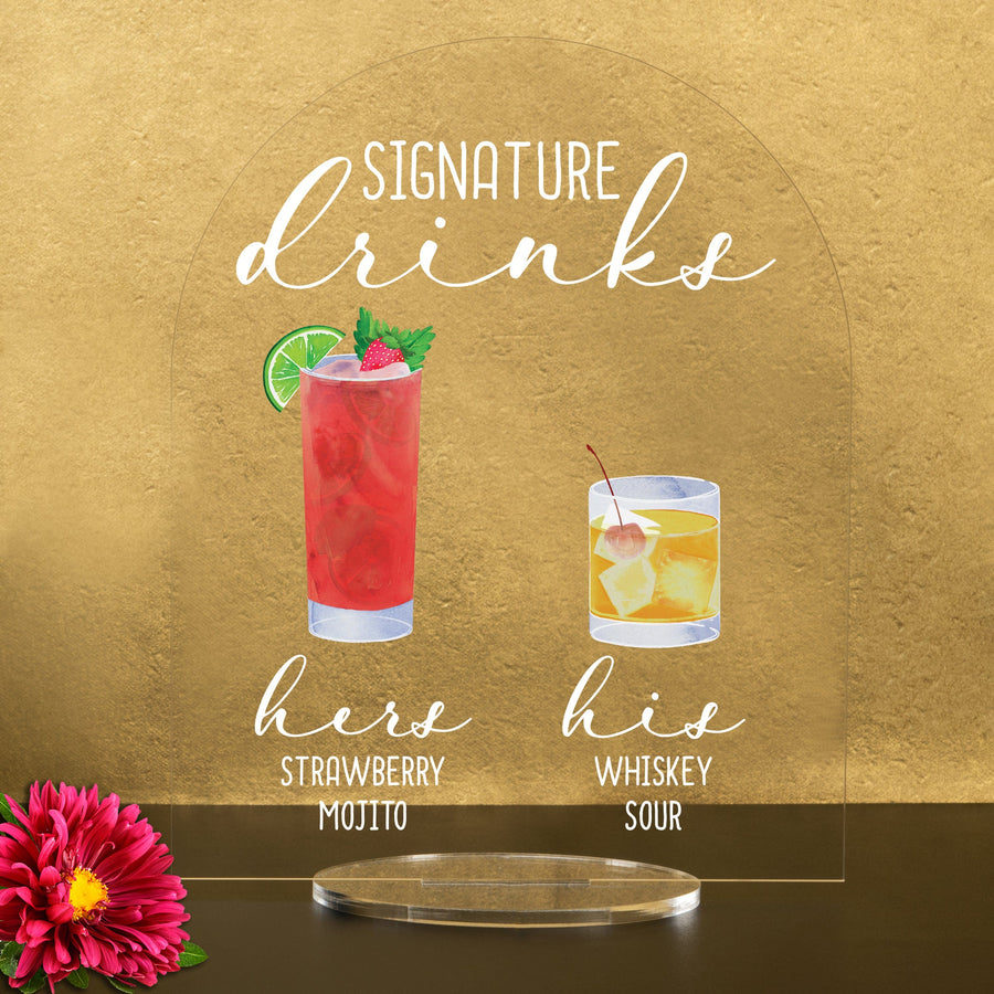 Bar Menu Signature Drinks! -Hers and His - Bar Menu Sign, Bar Sign for wedding and special events.