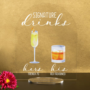 Bar Menu Signature Drinks! -Hers and His - Bar Menu Sign, Bar Sign for wedding and special events.