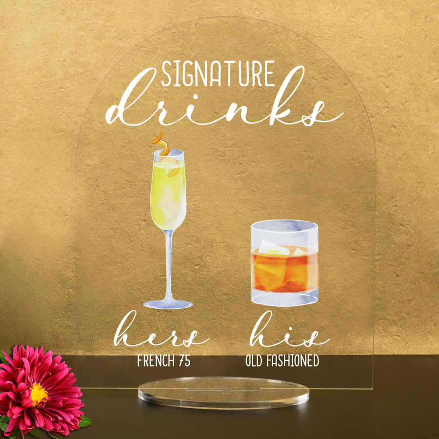 Bar Menu Signature Drinks! -Hers and His - Bar Menu Sign, Bar Sign for wedding and special events.