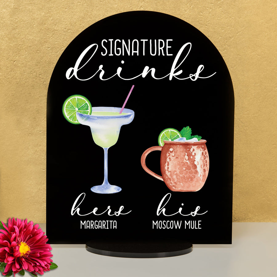 Bar Menu Signature Drinks! -Hers and His - Bar Menu Sign, Bar Sign for wedding and special events.