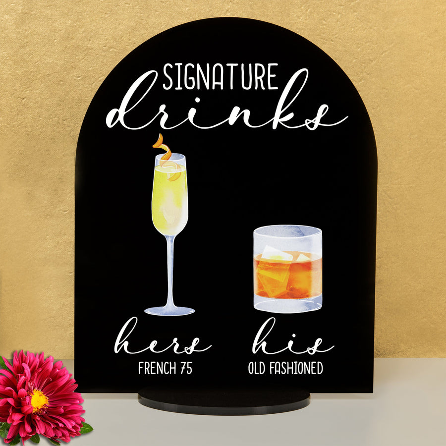 Bar Menu Signature Drinks! -Hers and His - Bar Menu Sign, Bar Sign for wedding and special events.