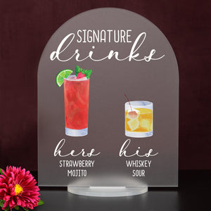 Bar Menu Signature Drinks! -Hers and His - Bar Menu Sign, Bar Sign for wedding and special events.