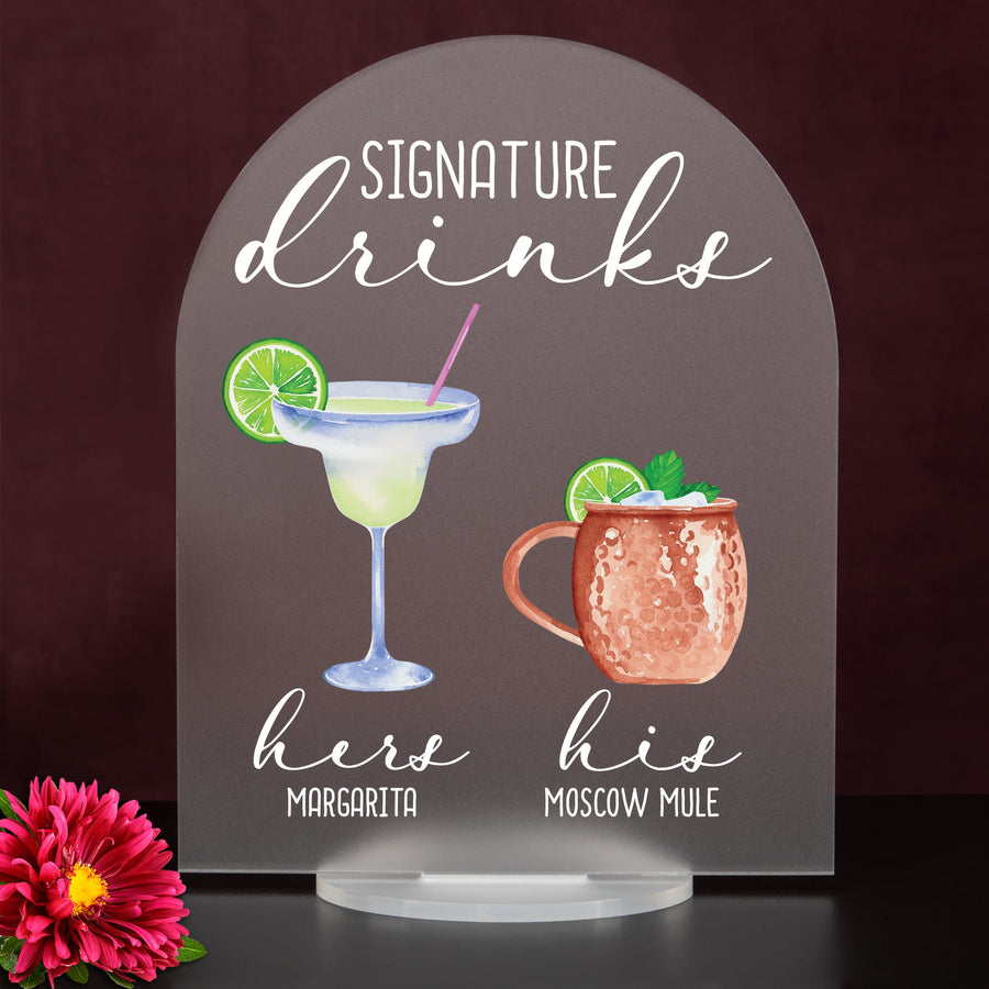 Bar Menu Signature Drinks! -Hers and His - Bar Menu Sign, Bar Sign for wedding and special events.