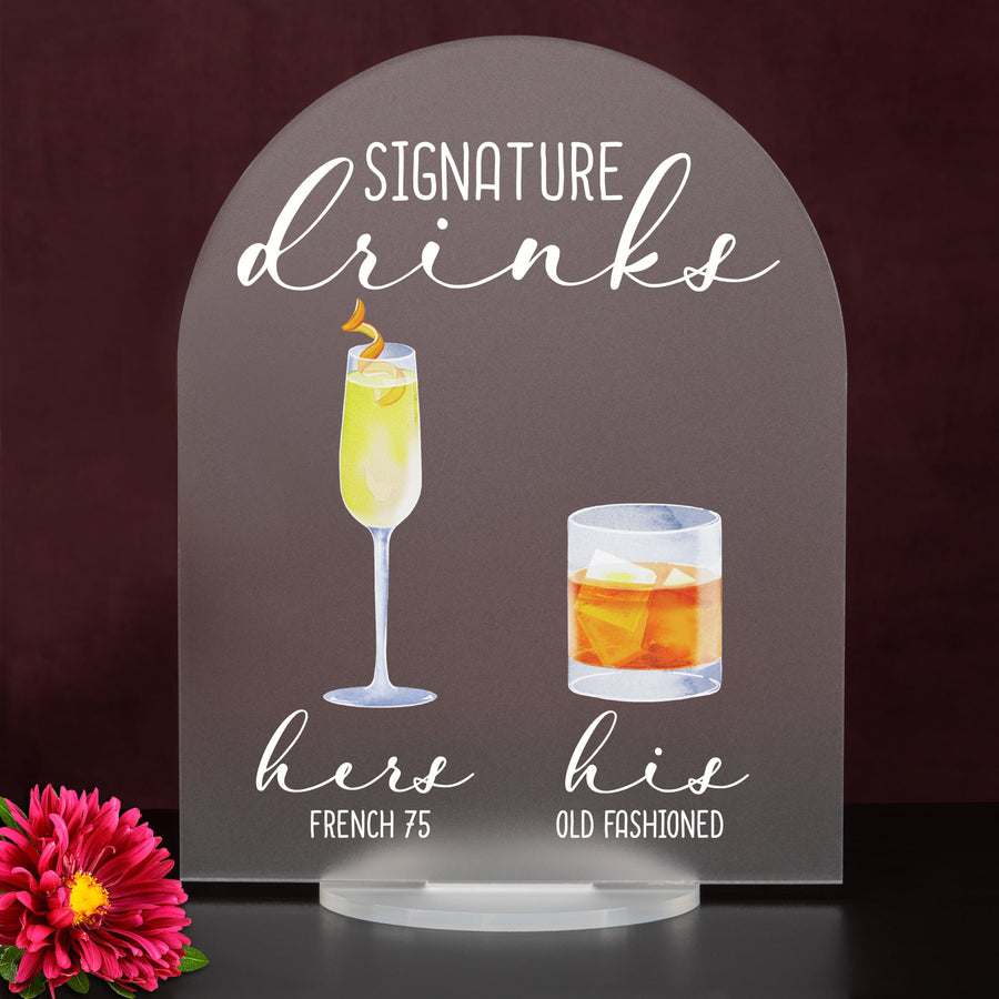 Bar Menu Signature Drinks! -Hers and His - Bar Menu Sign, Bar Sign for wedding and special events.