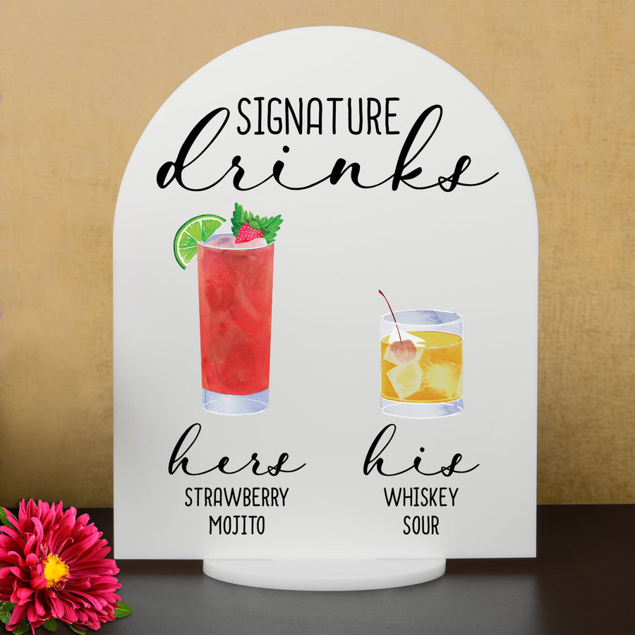 Bar Menu Signature Drinks! -Hers and His - Bar Menu Sign, Bar Sign for wedding and special events.