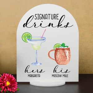 Bar Menu Signature Drinks! -Hers and His - Bar Menu Sign, Bar Sign for wedding and special events.