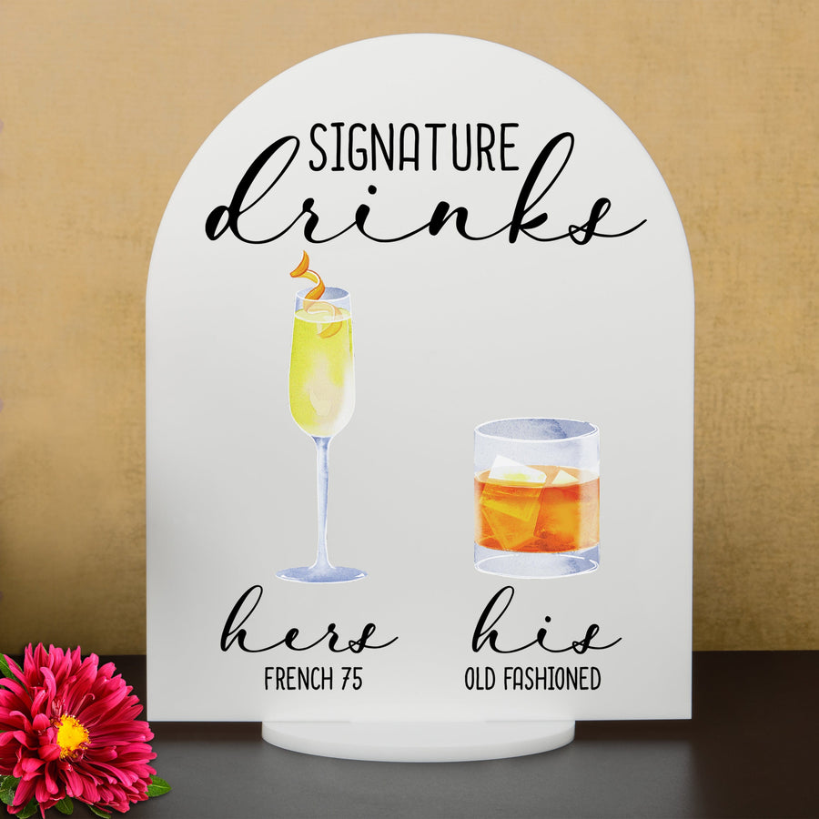 Bar Menu Signature Drinks! -Hers and His - Bar Menu Sign, Bar Sign for wedding and special events.