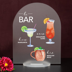 Elation Factory Co Weddings > Decorations > Signs > Wedding and Event Drink Signs Bar Menu Signature Drinks! - Ours, Hers, and His - Bar Menu Sign, Bar Sign for wedding and special events.