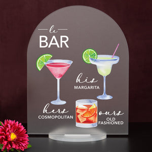 Elation Factory Co Weddings > Decorations > Signs > Wedding and Event Drink Signs Bar Menu Signature Drinks! - Ours, Hers, and His - Bar Menu Sign, Bar Sign for wedding and special events.