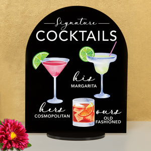 Elation Factory Co Weddings > Decorations > Signs > Wedding and Event Drink Signs Bar Menu Signature Drinks! - Ours, Hers, and His - Bar Menu Sign, Bar Sign for wedding and special events.