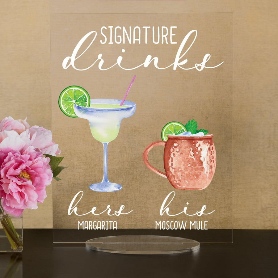 Bar Menu Signature Drinks! -Hers and His - Bar Menu Sign, Bar Sign for wedding and special events.