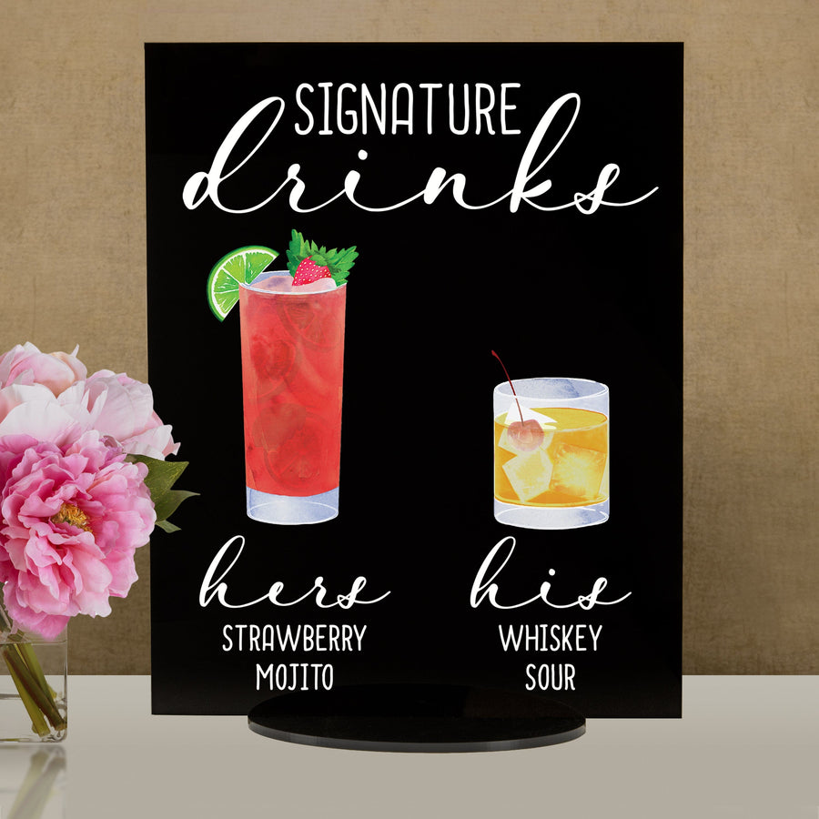 Bar Menu Signature Drinks! -Hers and His - Bar Menu Sign, Bar Sign for wedding and special events.