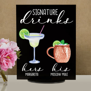 Bar Menu Signature Drinks! -Hers and His - Bar Menu Sign, Bar Sign for wedding and special events.