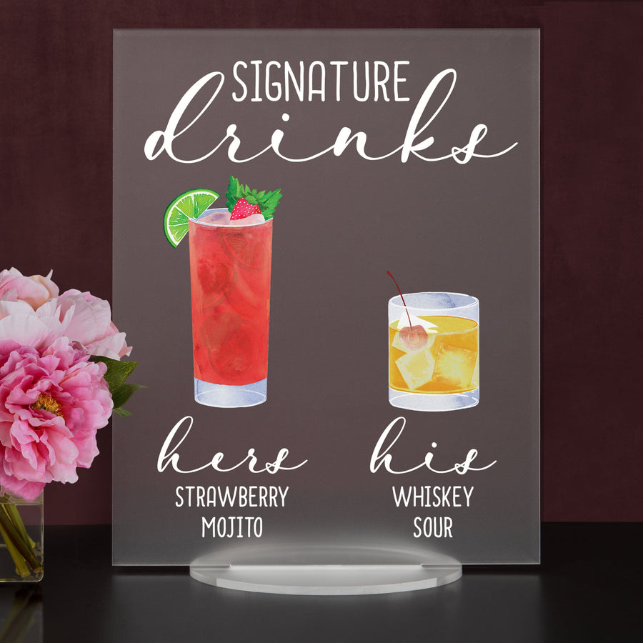 Bar Menu Signature Drinks! -Hers and His - Bar Menu Sign, Bar Sign for wedding and special events.