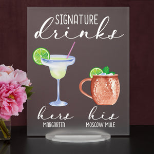 Bar Menu Signature Drinks! -Hers and His - Bar Menu Sign, Bar Sign for wedding and special events.