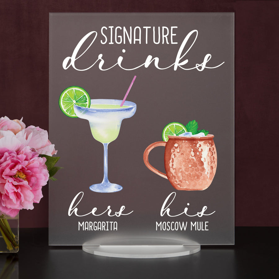 Bar Menu Signature Drinks! -Hers and His - Bar Menu Sign, Bar Sign for wedding and special events.