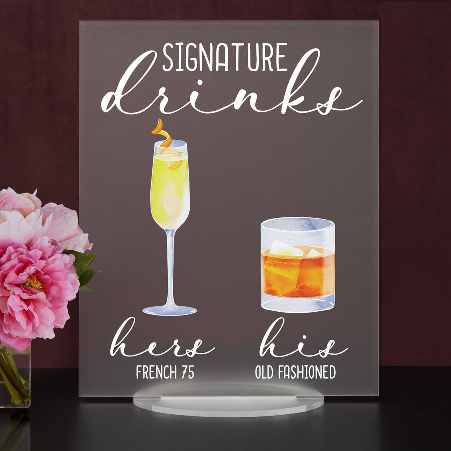 Bar Menu Signature Drinks! -Hers and His - Bar Menu Sign, Bar Sign for wedding and special events.