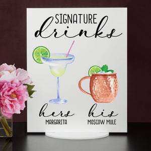 Bar Menu Signature Drinks! -Hers and His - Bar Menu Sign, Bar Sign for wedding and special events.