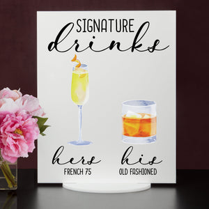 Bar Menu Signature Drinks! -Hers and His - Bar Menu Sign, Bar Sign for wedding and special events.