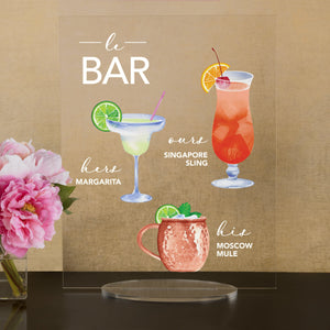 Elation Factory Co Weddings > Decorations > Signs > Wedding and Event Drink Signs Bar Menu Signature Drinks! - Ours, Hers, and His - Bar Menu Sign, Bar Sign for wedding and special events.