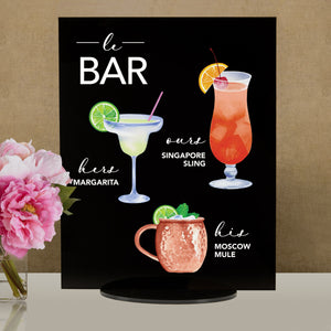 Elation Factory Co Weddings > Decorations > Signs > Wedding and Event Drink Signs Bar Menu Signature Drinks! - Ours, Hers, and His - Bar Menu Sign, Bar Sign for wedding and special events.