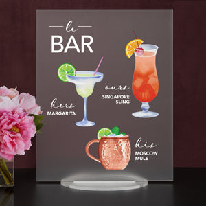 Elation Factory Co Weddings > Decorations > Signs > Wedding and Event Drink Signs Bar Menu Signature Drinks! - Ours, Hers, and His - Bar Menu Sign, Bar Sign for wedding and special events.