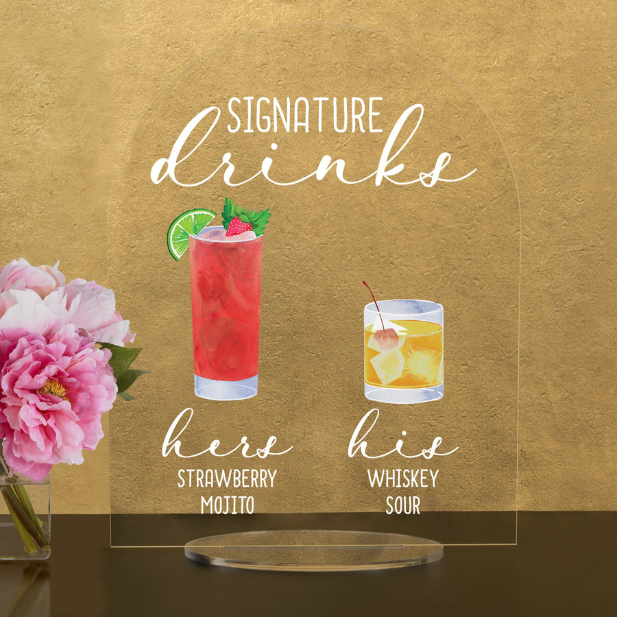 Bar Menu Signature Drinks! -Hers and His - Bar Menu Sign, Bar Sign for wedding and special events.