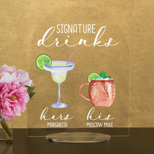 Bar Menu Signature Drinks! -Hers and His - Bar Menu Sign, Bar Sign for wedding and special events.