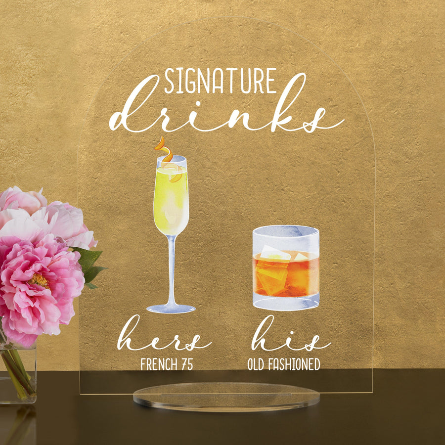 Bar Menu Signature Drinks! -Hers and His - Bar Menu Sign, Bar Sign for wedding and special events.