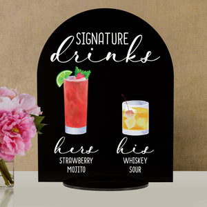 Bar Menu Signature Drinks! -Hers and His - Bar Menu Sign, Bar Sign for wedding and special events.