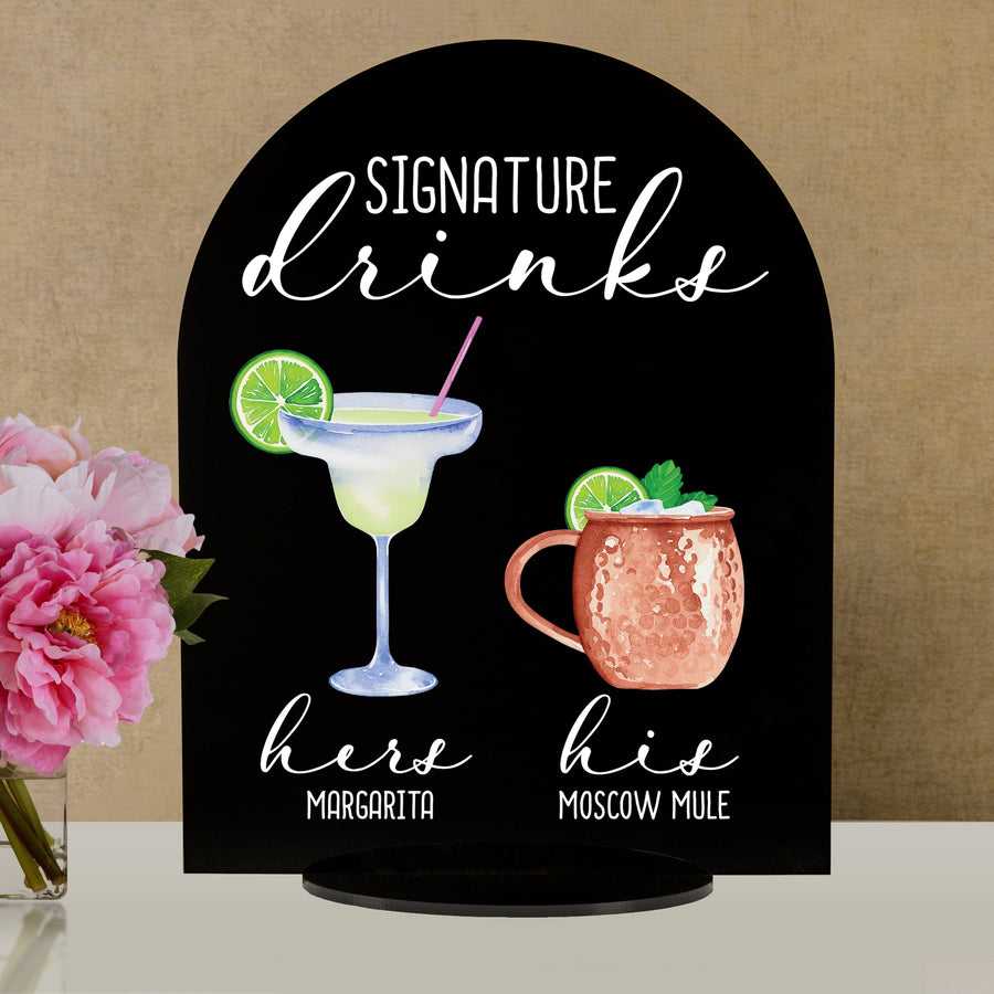 Bar Menu Signature Drinks! -Hers and His - Bar Menu Sign, Bar Sign for wedding and special events.