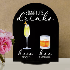 Bar Menu Signature Drinks! -Hers and His - Bar Menu Sign, Bar Sign for wedding and special events.