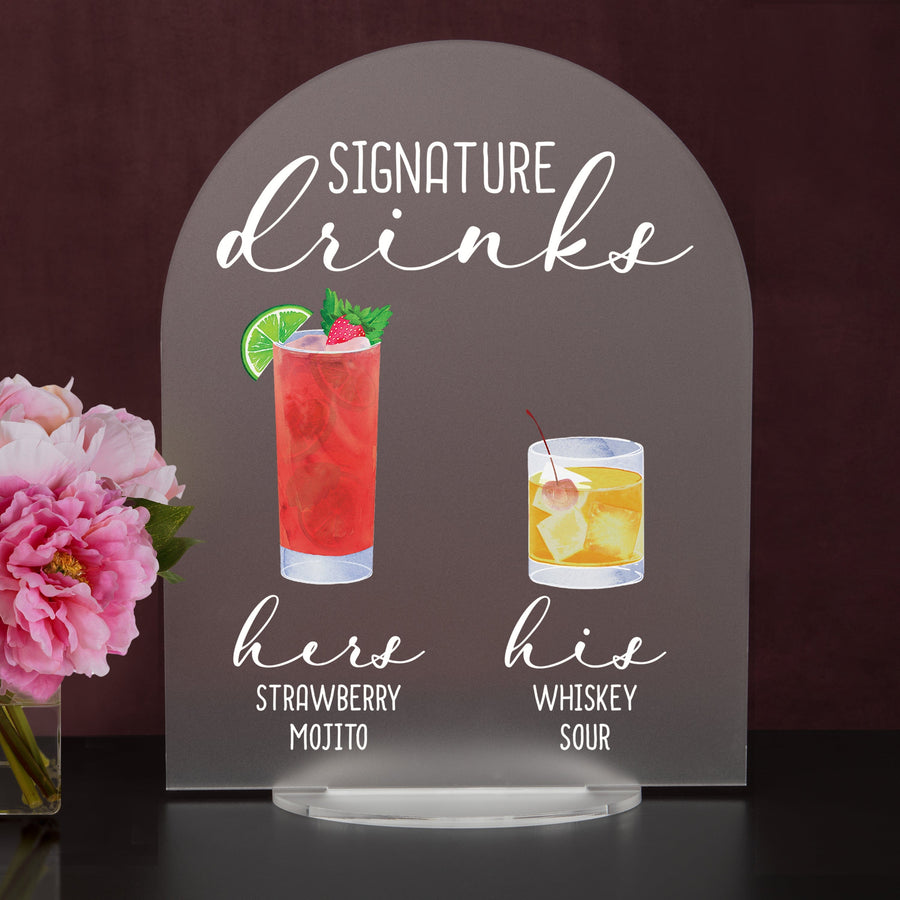 Bar Menu Signature Drinks! -Hers and His - Bar Menu Sign, Bar Sign for wedding and special events.